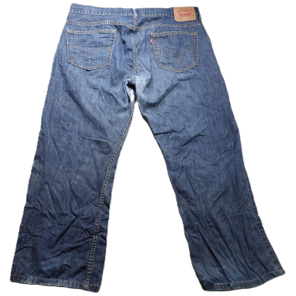 Y2K Levis 569 Loose Straight Jeans Men W38 L30 Hemmed 26 Blue Denim Baggy Skater